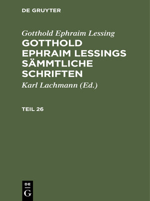 cover image of Gotthold Ephraim Lessing